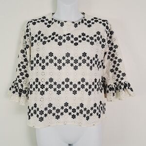 Vineyard Vines Autumn Eyelet Ruffle Sleeve Floral Top‎